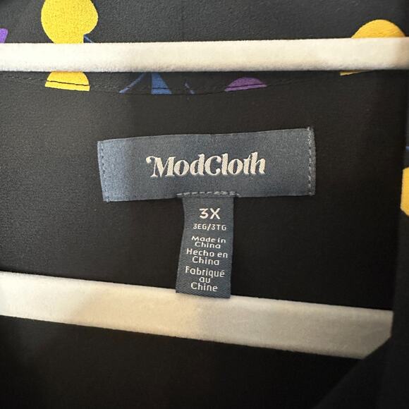 Modcloth Cheers for Cherries Tie Neck Blouse 3X Art Inspired Artsy Multicolor - Picture 6 of 10